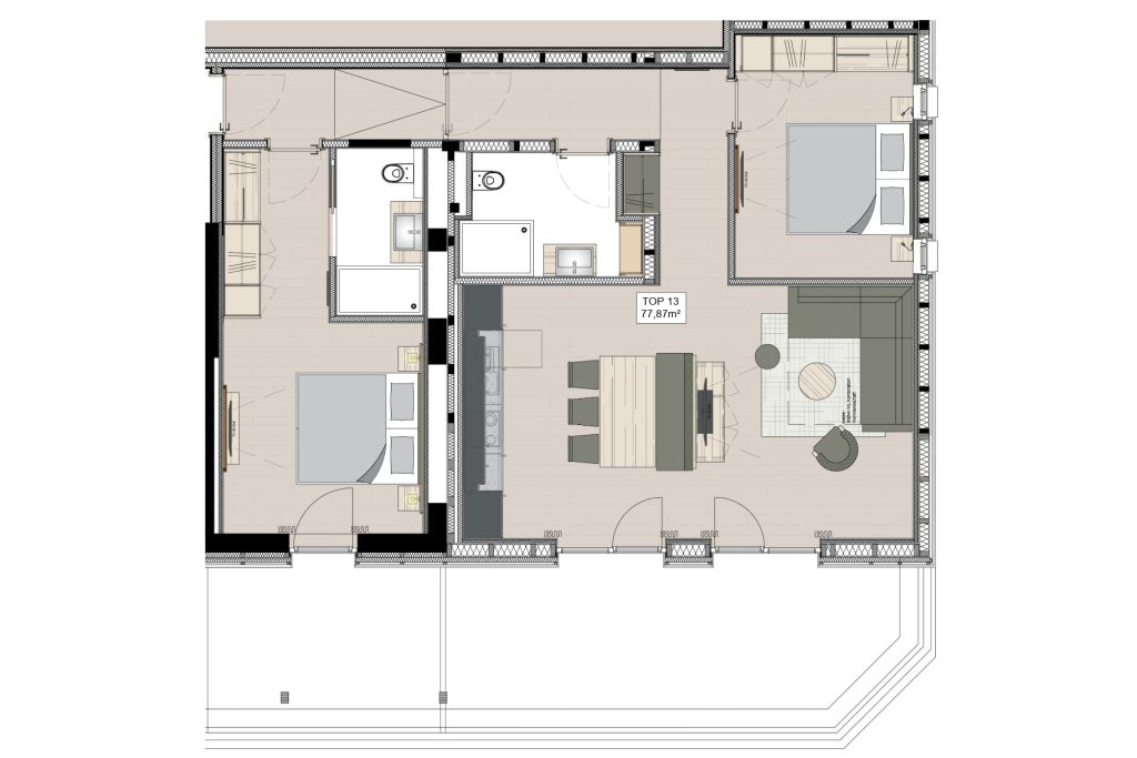 Grundriss Apartment Top 13
