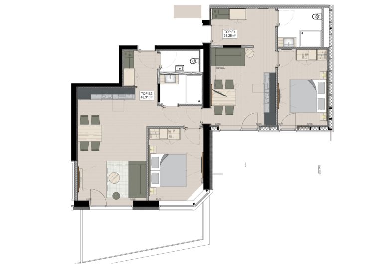 Grundriss Apartment Top E2 & E4