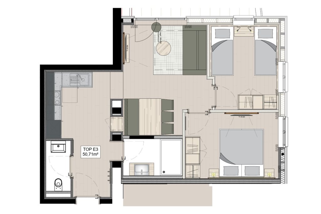 Grundriss Apartment Top E3